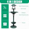imageOutvita Outdoor Bird Bath Garden Bird Baths Decorations with SolarPowered Lamp and Resin Pedestal Flower Planter Base Bird Feeder for Yard Patio 44quot H AtrovirensAtrovirens
