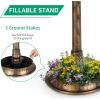 imageOutvita Outdoor Bird Bath Garden Bird Baths Decorations with SolarPowered Lamp and Resin Pedestal Flower Planter Base Bird Feeder for Yard PatioBronze