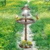imageOutvita Outdoor Bird Bath Garden Bird Baths Decorations with SolarPowered Lamp and Resin Pedestal Flower Planter Base Bird Feeder for Yard PatioBronze