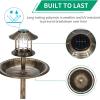 imageOutvita Outdoor Bird Bath Garden Bird Baths Decorations with SolarPowered Lamp and Resin Pedestal Flower Planter Base Bird Feeder for Yard PatioBronze