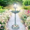 imageOutvita Outdoor Bird Bath Garden Bird Baths Decorations with SolarPowered Lamp and Resin Pedestal Flower Planter Base Bird Feeder for Yard PatioDark Green