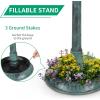 imageOutvita Outdoor Bird Bath Garden Bird Baths Decorations with SolarPowered Lamp and Resin Pedestal Flower Planter Base Bird Feeder for Yard PatioDark Green