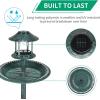 imageOutvita Outdoor Bird Bath Garden Bird Baths Decorations with SolarPowered Lamp and Resin Pedestal Flower Planter Base Bird Feeder for Yard PatioDark Green