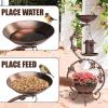 imageOutvita Outdoor Bird Bath Weather Resistant Decorative Birdbath with Butterfly Solar Bird Feeders Combo and Flower Planter Pedestal for Garden Yard BronzeGilt Bronze