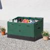 imageOutvita Outdoor Deck Box 130 Gallon Waterproof PE Storage Box wSloping Top AllWeather Portable Outdoor Container for Camping Garden Poolside Tools Yard Black ampamp Green