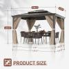 imageOutvita Outdoor Hardtop Gazebo 10x12 Durable Aluminum Frame Patio Pergola with Double Roof Netting and Curtains for Lawn Garden and Balcony