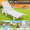 imageOutvita Outdoor Lounge Chair HDPE Chaise Lounge 5Level Adjustable Backrest Pool Lounge Chair with Rolling Wheels Outdoor Lounge Furniture for Beach Patio Backyard Balcony Deck