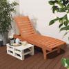 imageOutvita Outdoor Wooden Chaise Lounge Chair 62quot Longer Sun Lounger Recliner with Adjustable Backrest and Wheels for Beach Poolside Deck Porch Garden