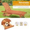 imageOutvita Outdoor Wooden Chaise Lounge Chair 62quot Longer Sun Lounger Recliner with Adjustable Backrest and Wheels for Beach Poolside Deck Porch Garden