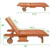 imageOutvita Outdoor Wooden Chaise Lounge Chair 62quot Longer Sun Lounger Recliner with Adjustable Backrest and Wheels for Beach Poolside Deck Porch Garden