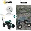 imageOutvita Rolling Garden Work Seat with Wheels Garden Scooter with 360 Degree Swivel Seat ampamp Extendable Handle ampamp Tool Tray Gardening Stool for PlantingGreenGreen
