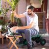 imageOutvita Rolling Garden Work Seat with Wheels Garden Scooter with 360 Degree Swivel Seat ampamp Extendable Handle ampamp Tool Tray Gardening Stool for PlantingGreenGreen