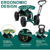 imageOutvita Rolling Garden Work Seat with Wheels Garden Scooter with 360 Degree Swivel Seat ampamp Extendable Handle ampamp Tool Tray Gardening Stool for PlantingGreenGreen
