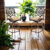 imageOutvita Set of 2 Outdoor Swivel Bar StoolsCast Aluminum Bar Height Patio Chairs 360 Rotation 380 lbs Capacity Barstools with Comfort Cushions High Back and ArmrestFloralInspired Scroll Back