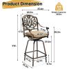 imageOutvita Set of 2 Outdoor Swivel Bar StoolsCast Aluminum Bar Height Patio Chairs 360 Rotation 380 lbs Capacity Barstools with Comfort Cushions High Back and ArmrestFloralInspired Scroll Back