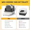 imageOutvita Stainless Steel Cat Litter Box with Lid 236quot Panda Design XL Metal Litter Box with Stair and Scoop for Big Cats Extra Large High Sided Enclosed AntiLeakage NonSticky Easy Cleaning