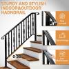 imageOutvita Upgraded Outdoor Handrail Stair Handrail Fits 3 to 4 Steps Handrails for Concrete Steps with Installation Kit Stair Rails for Seniors Wooden Steps ampamp Porch ampamp Deck45 steps