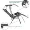 imageOutvita Zero Gravity Chair Outdoor Lounge Chair Stable Metal Folding Recliner wCup Holder ampamp Adjustable Canopy Shade for Deck Lawn Patio Poolside Yard BlackGrey