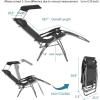 imageOutvita Zero Gravity Chair Outdoor Lounge Chair Stable Metal Folding Recliner wCup Holder ampamp Adjustable Canopy Shade for Deck Lawn Patio Poolside Yard BlackBlack