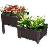 imageOutvita 2 Sets Raised Garden Bed with Legs Square Elevated Planter Garden Box with Drainage Plug for Indoor Outdoor Planting Flowers Vegetables Tomato and HerbsBrownBrown