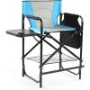 imageOutvita 26quot Tall Directors Chair Height Seat Folding with Side Table Storage Bag Support for 300Lbs Portable Makeup Artist Chair with Bar Height BlackBlueBlack