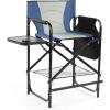 imageOutvita 26quot Tall Directors Chair Height Seat Folding with Side Table Storage Bag Support for 300Lbs Portable Makeup Artist Chair with Bar Height BlackBlueGrey