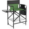imageOutvita 26quot Tall Directors Chair Height Seat Folding with Side Table Storage Bag Support for 300Lbs Portable Makeup Artist Chair with Bar Height BlackDark GreenBlack