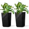 imageOutvita 2Pcs 224quot H Large Flower Pots with Drainage Holes Outdoor Tall Plastic Planter Set Durable Plant Pots for Porch Entryway Patio Yard GardenDark Brown