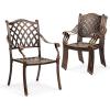 imageOutvita 4 Piece Outdoor Bistro Dining Chair Set AllWeather Cast Aluminum Dining Chairs with Cushion Stackable ampamp Easy to Store Furniture for Patio Garden Deck AntiqueBrownpattern Iv Without Cushion