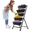 imageOutvita 44 FT Vertical Garden Bed 5 Tier Vertical Raised Planter Removable Black Raised Bed Box with 4 Wheels Movable Elevated Vegetable Flower Planter for Patio Yard Indoor OutdoorBlack