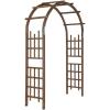 imageOutvita 7 Ft Wooden Garden Arbor Arch Fir Wood Arbour Trellis Pergola Archway for Wedding Ceremony Decoration Pergola Plant Climbing Rose Vines Lawn Courtyard Patio Dark BrownReddish Brown