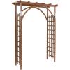 imageOutvita 7 Ft Wooden Garden Arbor Arch Fir Wood Arbour Trellis Pergola Archway for Wedding Ceremony Decoration Pergola Plant Climbing Rose Vines Lawn Courtyard Patio Dark BrownDark Brown