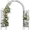 imageOutvita 73FT Garden Arch Arbor Heavy Duty Metal Arbour Archway Decorative Frame Stand Trellis with Ground Stakes for Wedding Ceremony Party Plant Climbing Rose Vines Lawn Patio Black300 Pounds