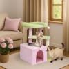 imageOutvita Cat Tree 275in Small Cat Tower MultiLevel Cat Tree Tower with Cat Scratching Post and Pad Cozy Cat Condo Padded Top Bed for Kittens and Indoor Cats Pink ampamp Green