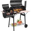 imageOutvita Charcoal Grill and Offset Smoker Outdoor Patio Barbecue Cooker with Wheels Portable Backyard BBQ Oven with Side Fire Box for Camping Picnic Party