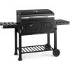 imageOutvita Extra Large Charcoal BBQ Grill with Oversize Cooking Area with Two Individual ampamp Adjustable Charcoal Tray Foldable Side Tables for Outdoor Cooking Backyard Patio Picnics