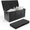 imageOutvita Foldable 75 Gallon Outdoor Storage Box Plastic Storage Containers with Lid Patio Deck Box Furniture for Garden Pool Balcony Yard Gray BodyBlack LidBlack