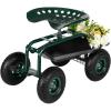 imageOutvita Garden Cart Gardening Workseat wWheels Rolling Work Seat with Adjustable 360 Degree Swivel Seat Basket and Tool Tray Patio Wagon Scooter for Lawn Yard Outdoor PlantingGreenGreen
