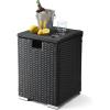 imageOutvita Gas Tank Storage Box 157in Wicker Propane Tank Cover Table for Fire Pit Table and Gas Grill Patio Furniture BrownBlack
