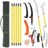 imageOutvita Manual Pole Saw 26 Feet Extendable Tree Pruner with Knives and Storage Pocket Sharp Steel Blade and Scissors High Branches Trimming for Pruning Palms and ShrubsOrangeYellow
