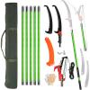 imageOutvita Manual Pole Saw 26 Feet Extendable Tree Pruner with Knives and Storage Pocket Sharp Steel Blade and Scissors High Branches Trimming for Pruning Palms and ShrubsOrangeGreen