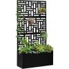 imageOutvita Metal Raised Garden Bed with Trellis 36quot x 16quot x 70quot Vertical Planter with Drainage Hole ampamp Privacy Screen Raised Garden Box for Climbing Plants VegetableBlack