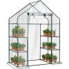imageOutvita Mini Greenhouse Small PE Plant Green House with 4 Tiers Rack Shelf Clips Rollup Zipper Door Gardening Supplies for Indoor Outdoor Seedling Frost Protection  27quotx196quotx63quot WhitePVC Cover