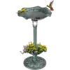 imageOutvita Outdoor Bird Bath Garden Bird Baths Decorations with SolarPowered Lamp and Resin Pedestal Flower Planter Base Bird Feeder for Yard Patio 30quot H Atrovirens
