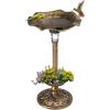 imageOutvita Outdoor Bird Bath Garden Bird Baths Decorations with SolarPowered Lamp and Resin Pedestal Flower Planter Base Bird Feeder for Yard Patio 30quot H Bronze