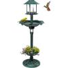 imageOutvita Outdoor Bird Bath Garden Bird Baths Decorations with SolarPowered Lamp and Resin Pedestal Flower Planter Base Bird Feeder for Yard Patio 44quot H AtrovirensAtrovirens