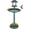 imageOutvita Outdoor Bird Bath Garden Bird Baths Decorations with SolarPowered Lamp and Resin Pedestal Flower Planter Base Bird Feeder for Yard PatioDark Green