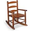 imageOutvita Outdoor Childrens Rocking Chair AllWeather Wooden Porch Rocker with High Backrest Ideal for Garden Yard and Balcony Patio Rocking Chair Suitable for Kids Ages 36Teak