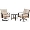 imageOutvita Outdoor Swivel Rocker ChairsPatio Wicker Furniture Set with 2 Rocking Chairs and 1 Side TablePatio Bistro Set with Thickened Cushions for Porch Balcony Patio Deck BackyardBeige