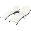 imageOutvita Paito Chaise Lounge Chairs Set 2Pcs PE Rattan Wicker Lounge Chair with 5 Adjustable Positions Soft Cushion and Side Table for Poolside Backyard Deck Garden Beach
